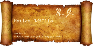 Matics Júlia névjegykártya